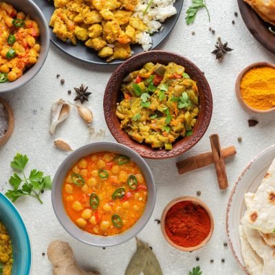 top-view-bowls-with-indian-food top-view-bowls-with-indian-food